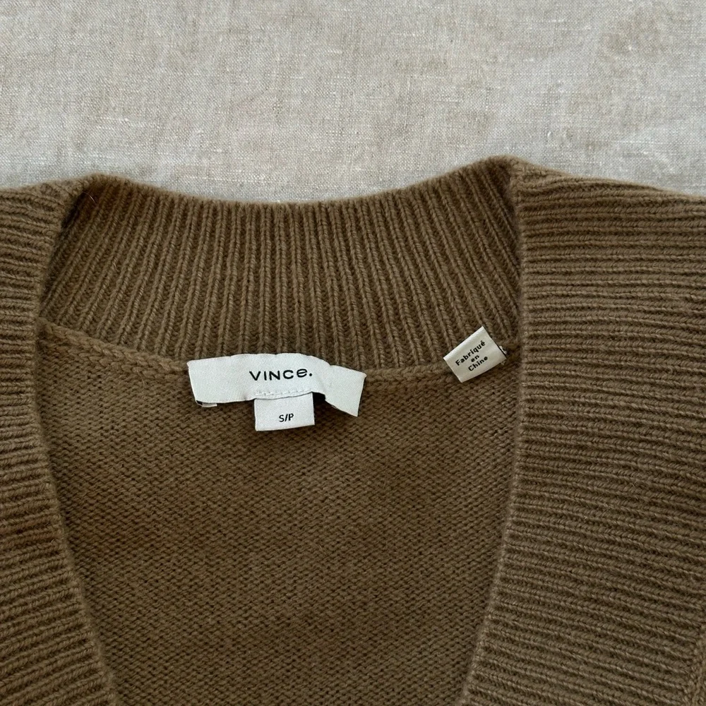 Tan V-Neck Sweater - Picture 4 of 12
